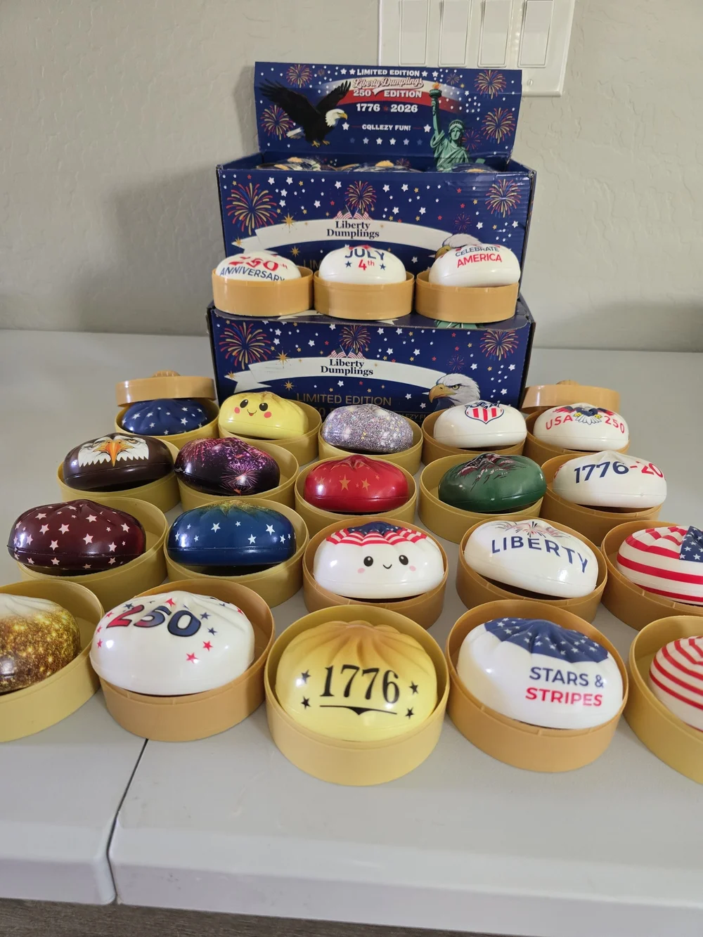 5 Random Liberty Dumplings Patriotic Squeeze Toys. July 4th Ready.
